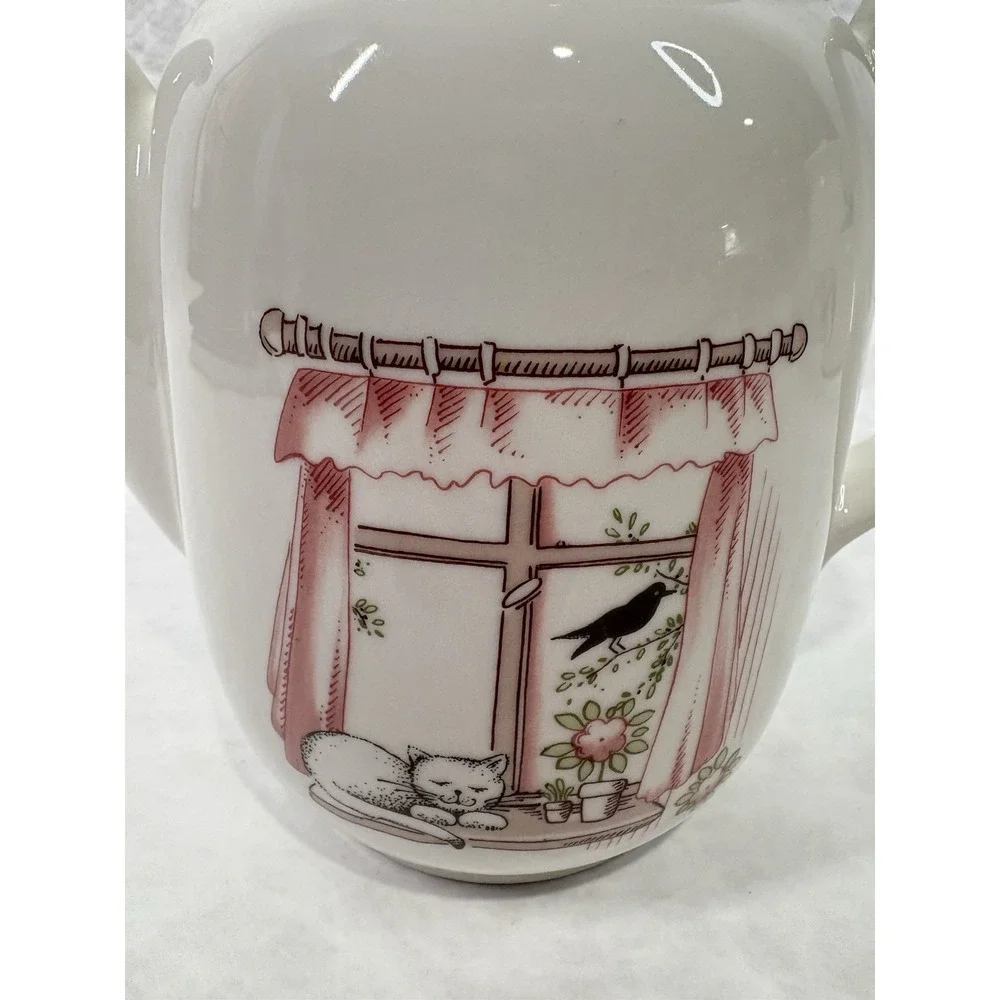 Winterling Röslau Bavaria‎ Teapot Cat at Window Scene Germany Porcelain 8